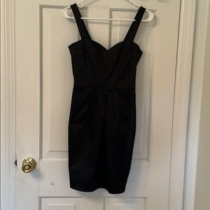 Black satin short formal dress